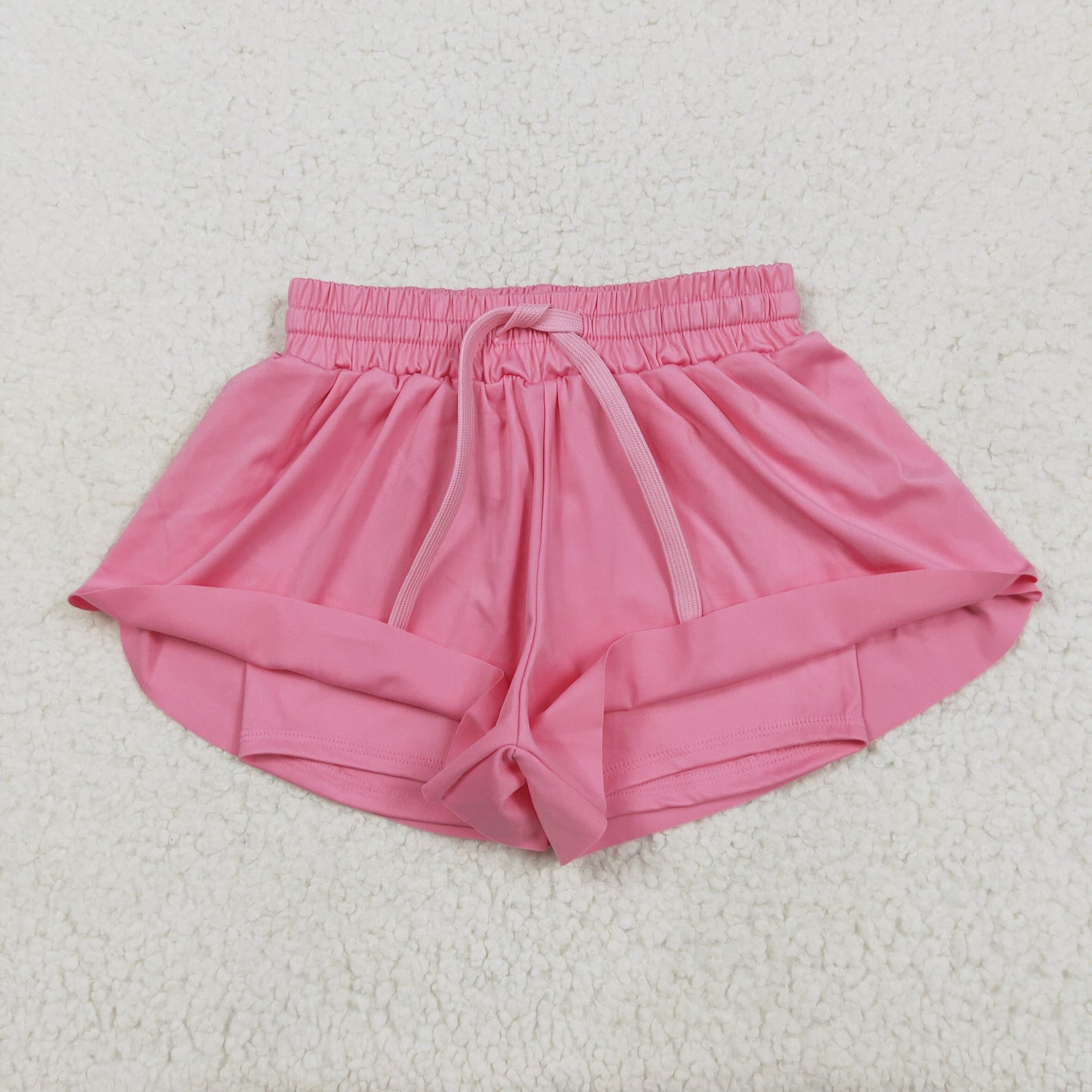 pink solid color yoga girls sports shorts