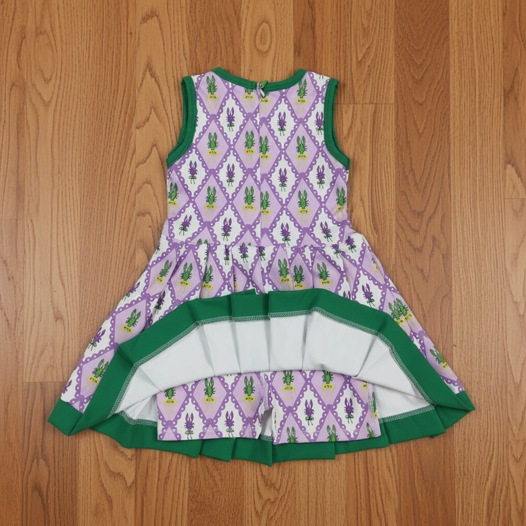 mardi gras crawfish athletic pleated dress