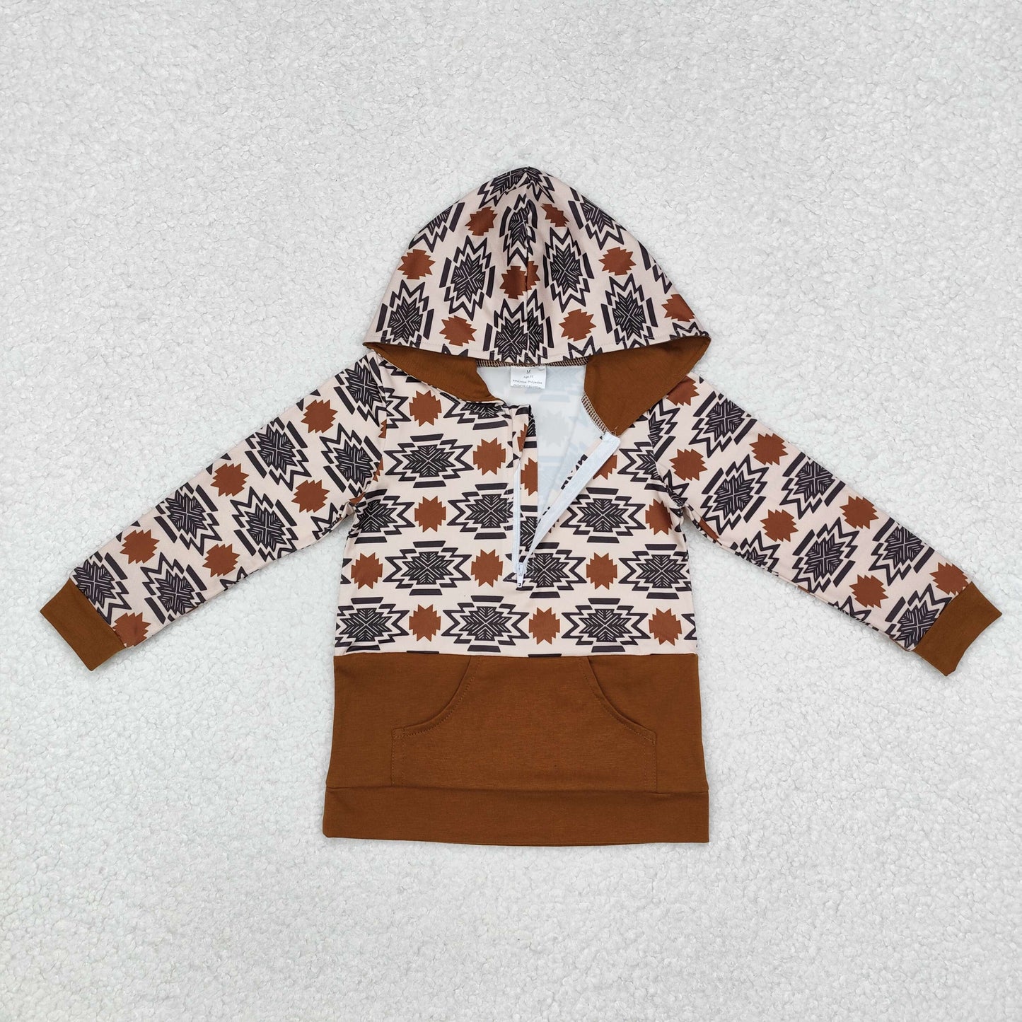 brown aztec zip up hoodie boys top