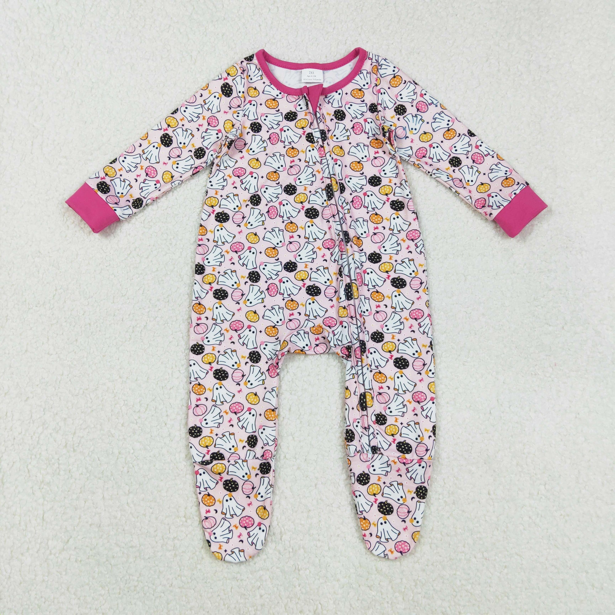 floral pumpkin ghost baby zip footie sleeper