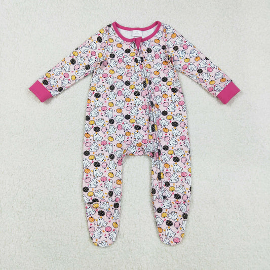 floral pumpkin ghost baby zip footie sleeper
