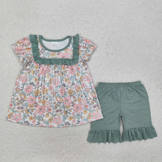 floral tunic solid shorts set girl clothes