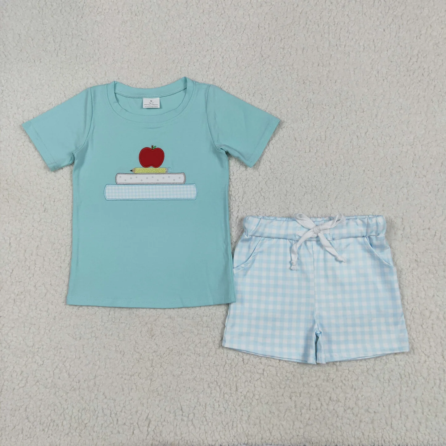 Sibling Back to School Embroidery Shorts Set