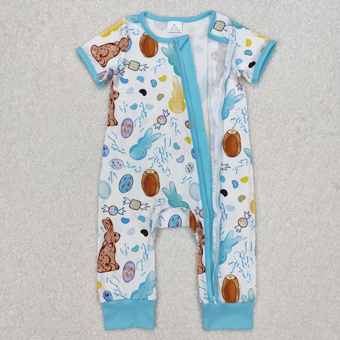 egg peeps bean easter boy zip sleeper