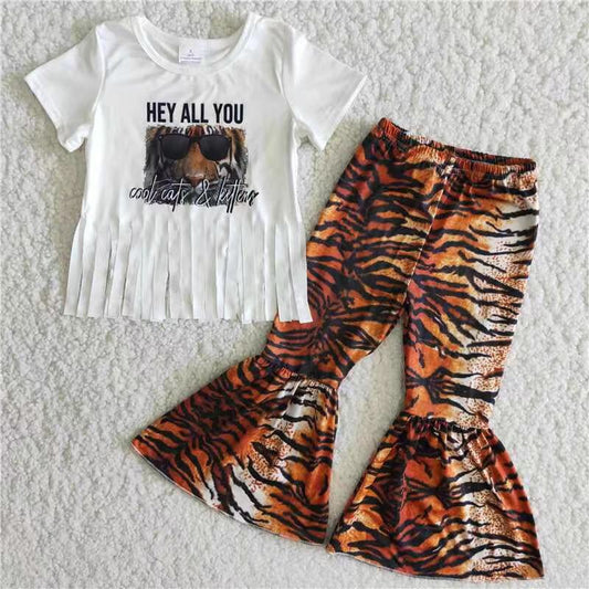 white tassel tiger clothing set