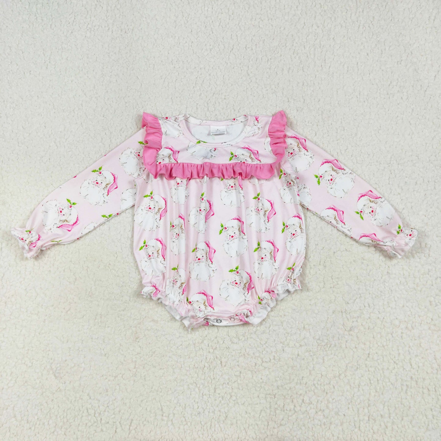 pink santa Christmas baby girl bubble