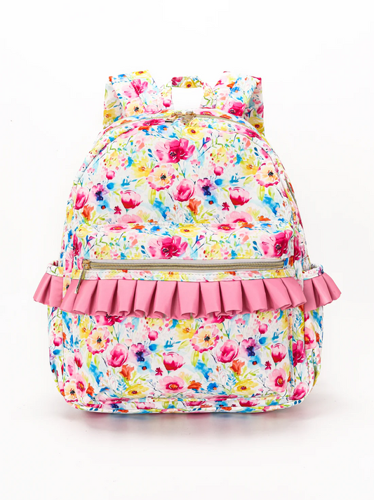 watercolor flower print bag children backpack