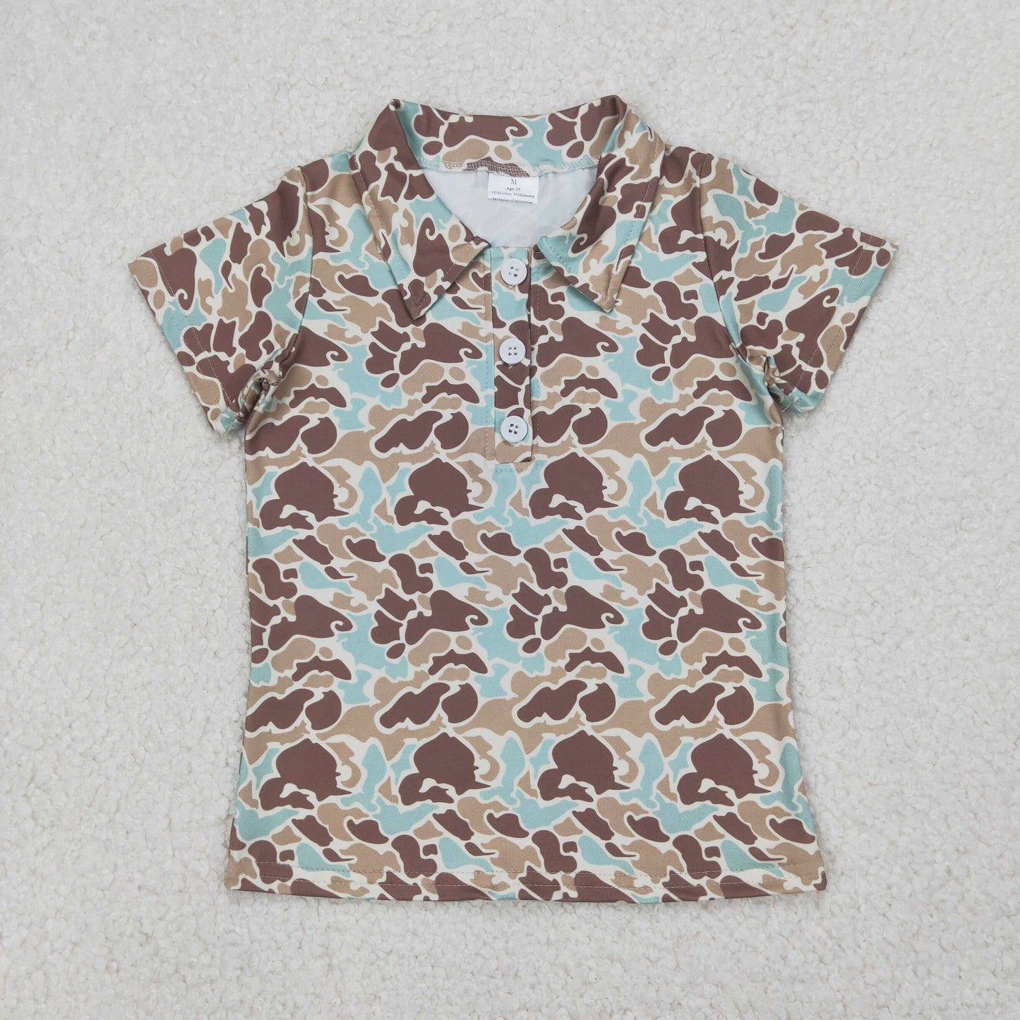 camo polo button t-shirt boys top
