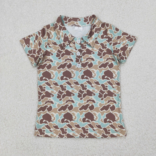 camo polo button t-shirt boys top