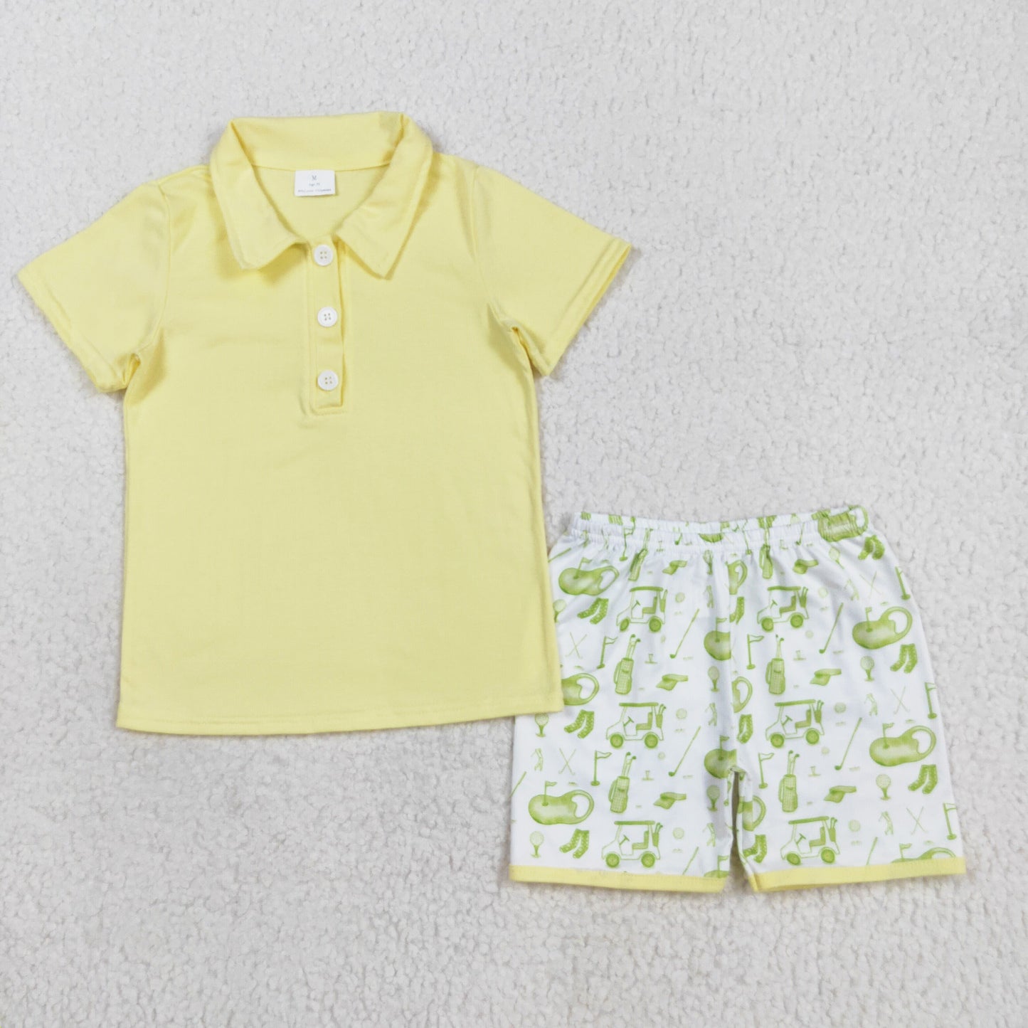 yellow polo tee golf boys shorts set