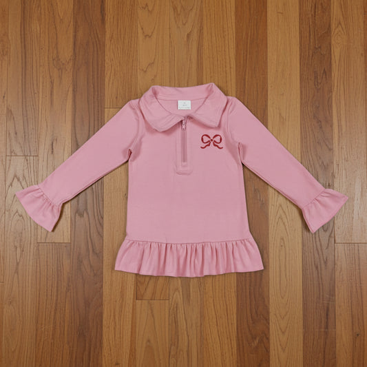 pink coquette embroidery zip pullover