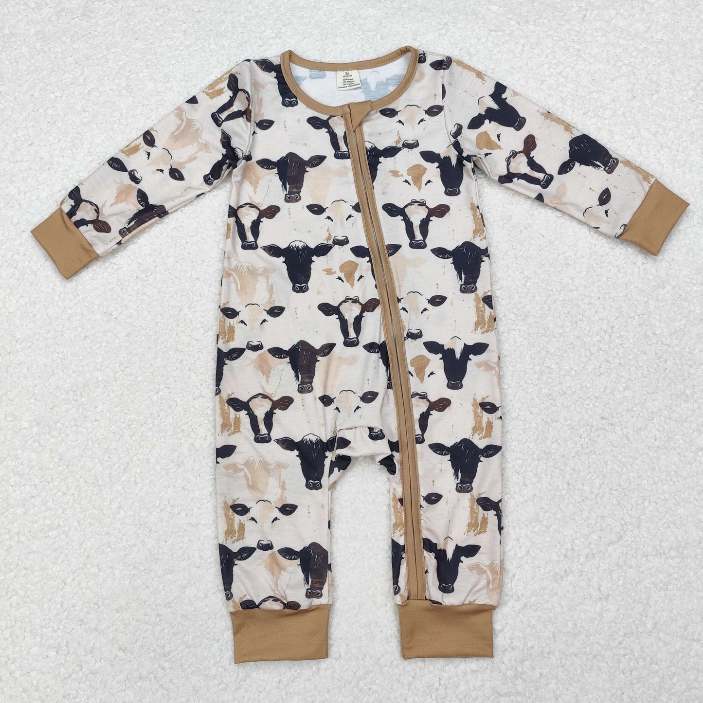 cow print zip sleeper baby clothes