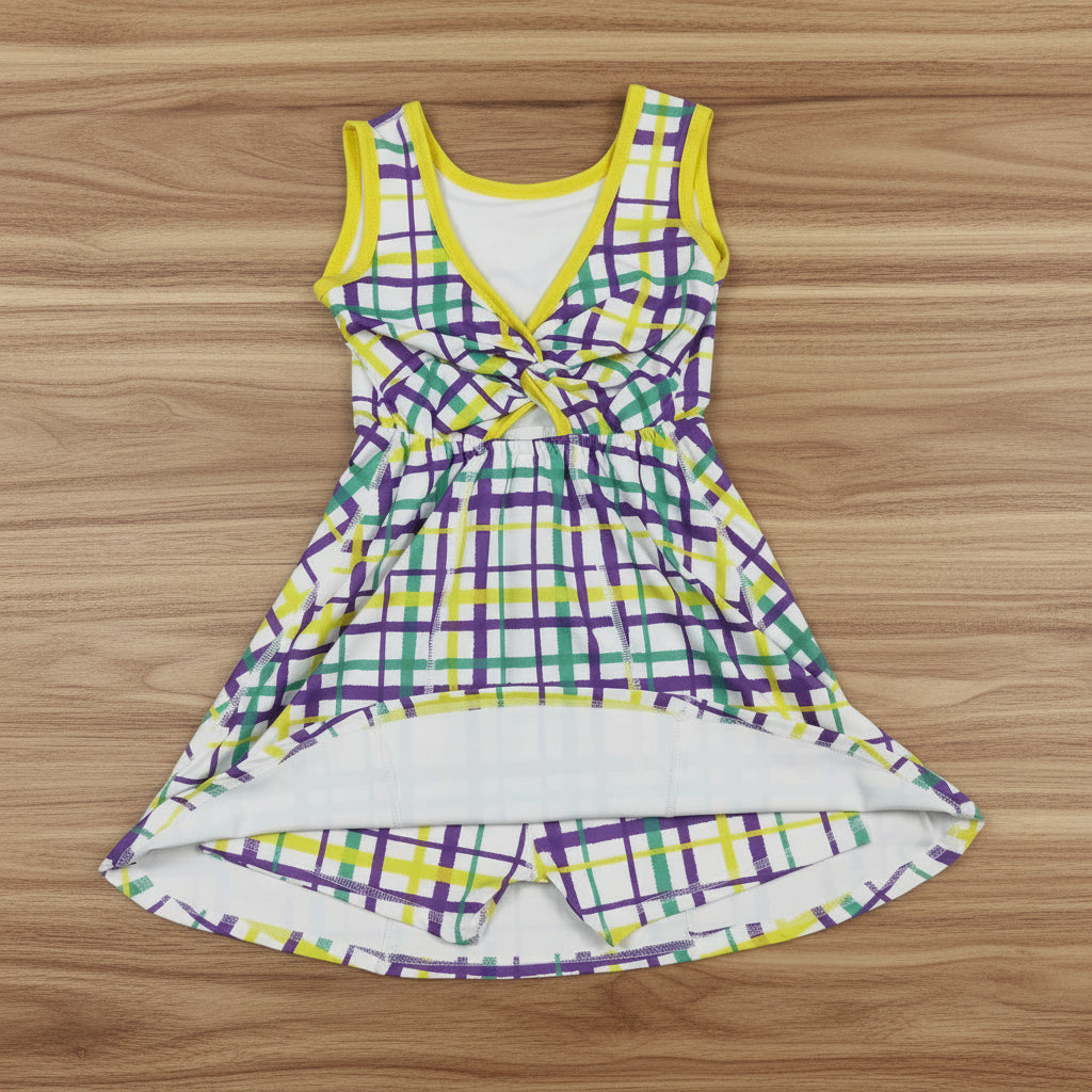 mardi gras plaid activewear athletic skort dress