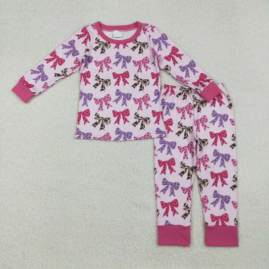 colorful cowgirl bow print two pieces lounge set girl pajama