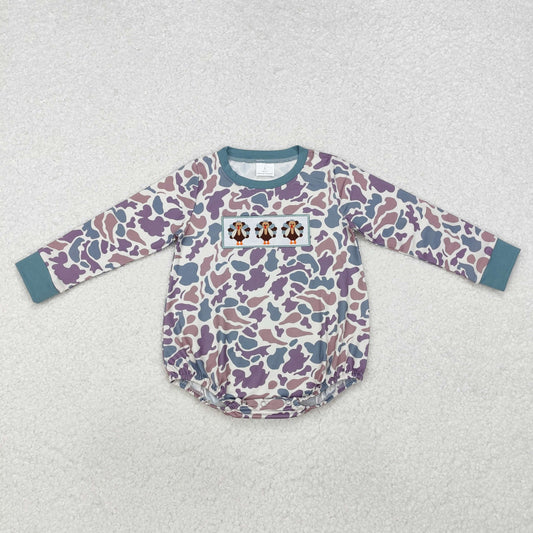 baby boy camo turkey embroiderd romper