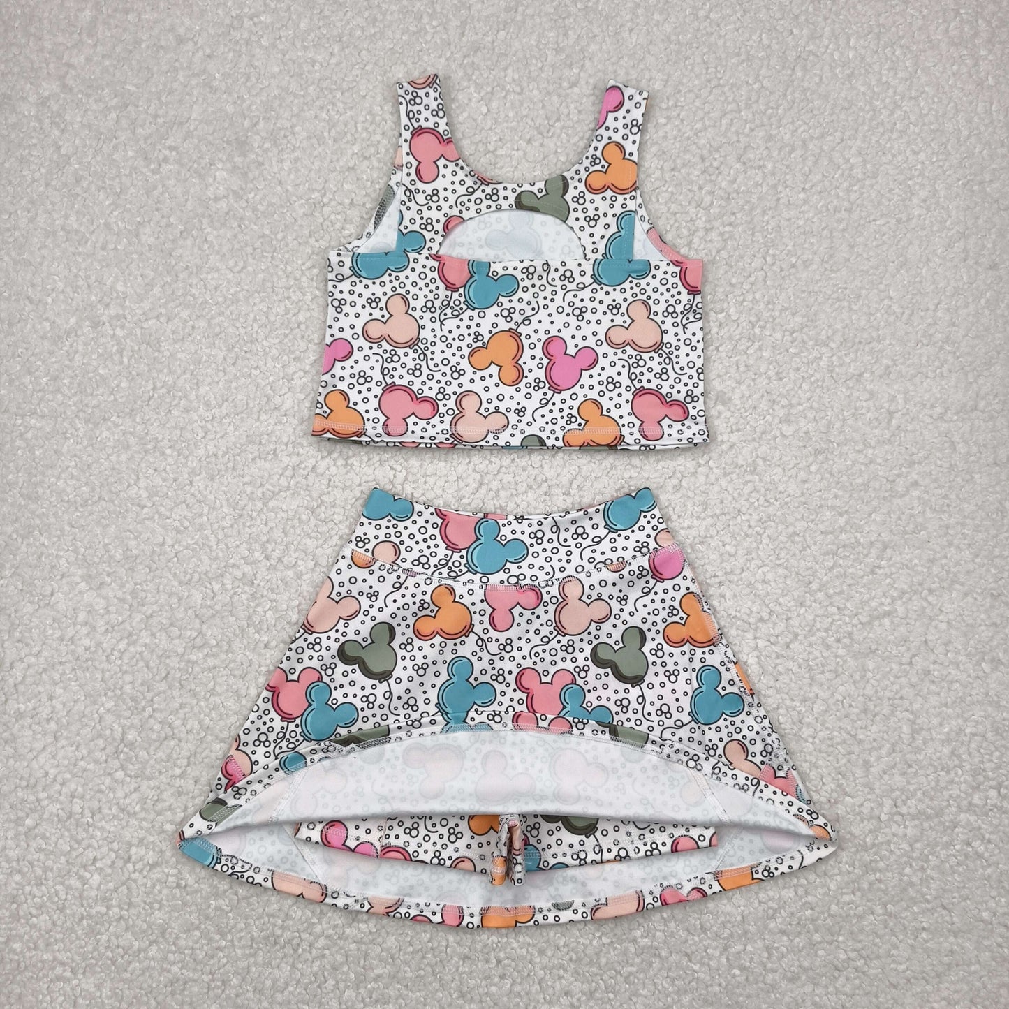 cartoon balloon two pieces athletic skort dress set