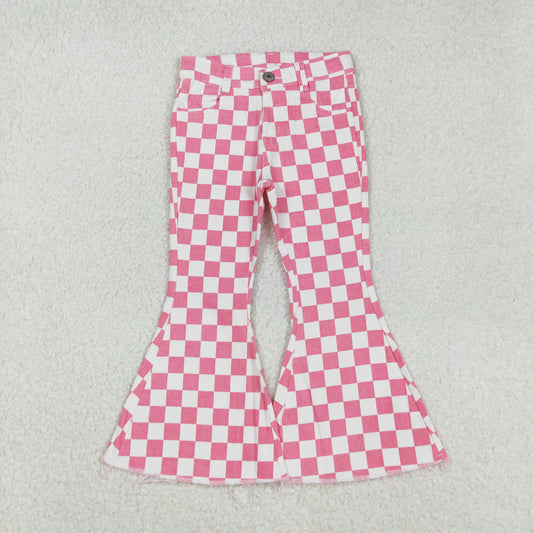 pink checkered denim pants girls  jeans