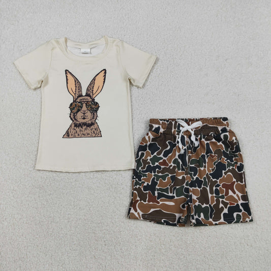 boy easter outfit bunny glasses shorts set