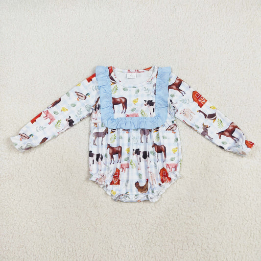 long sleeve farm animal girl romper