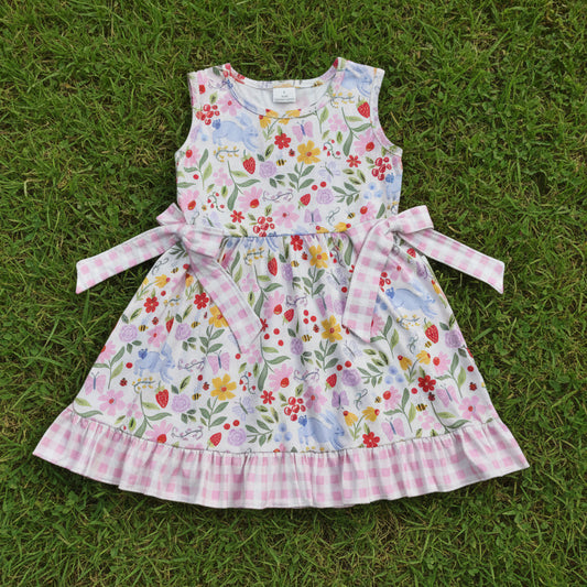 sleeveless flower and rabbit ruffle dress girl easter dresses