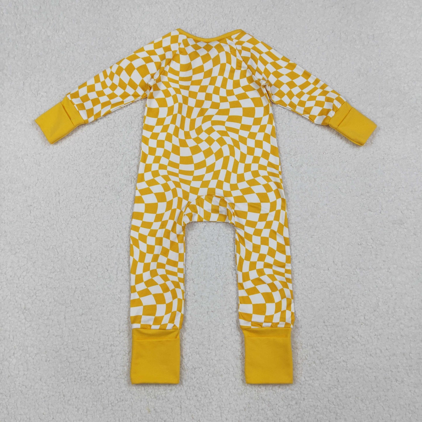 yellow checkered infant zipper sleeper