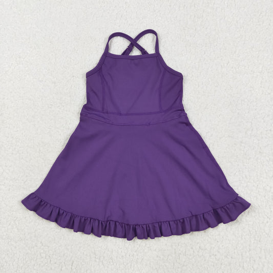 purple strap ruffle baby girls summer activewear athletic dress