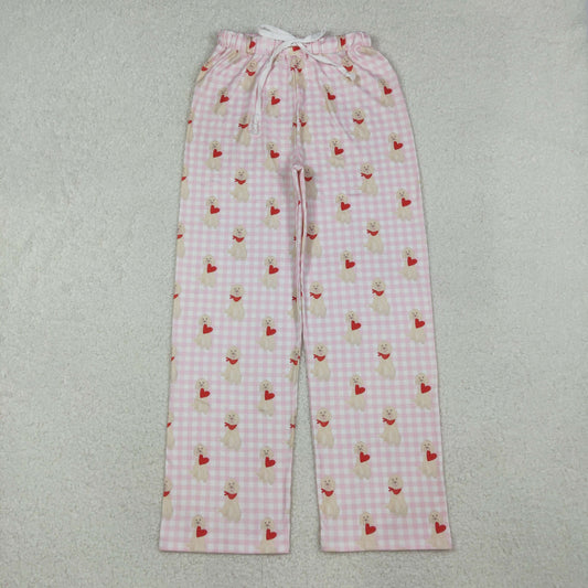 pink gingham coquette-pups adult women pants