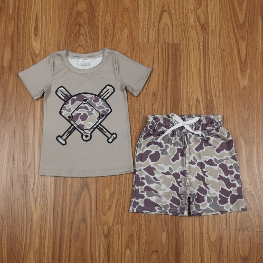 camo baseball boy shorts set