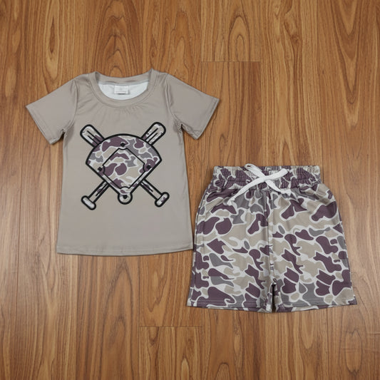 camo baseball boy shorts set