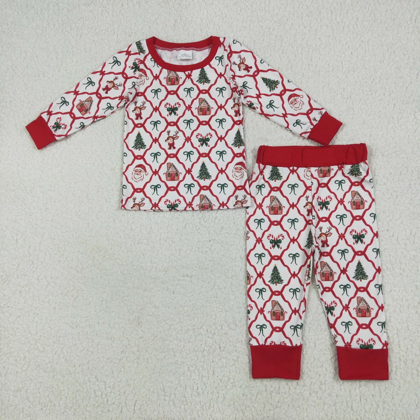 Christmas deer tree santa print pajama lounge set
