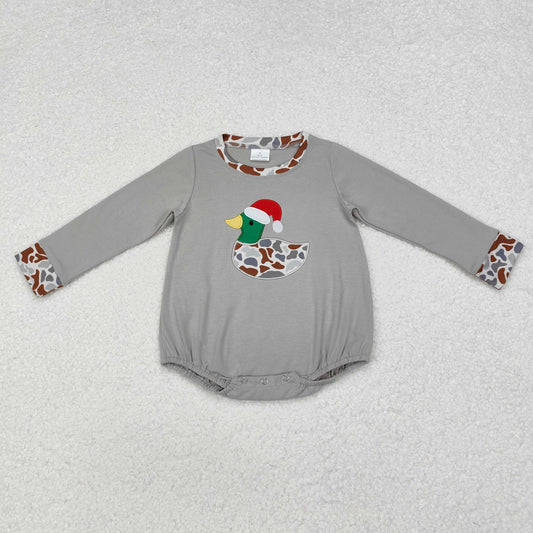 baby boy santa duck embroidery L/S bubble gray