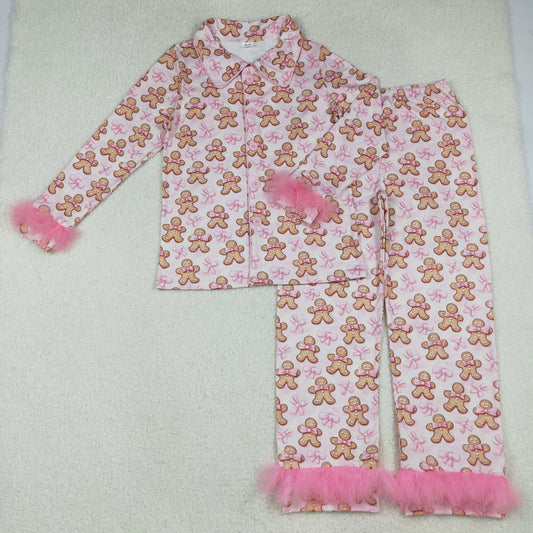 mommy and me adult women gingerbread button pajama set