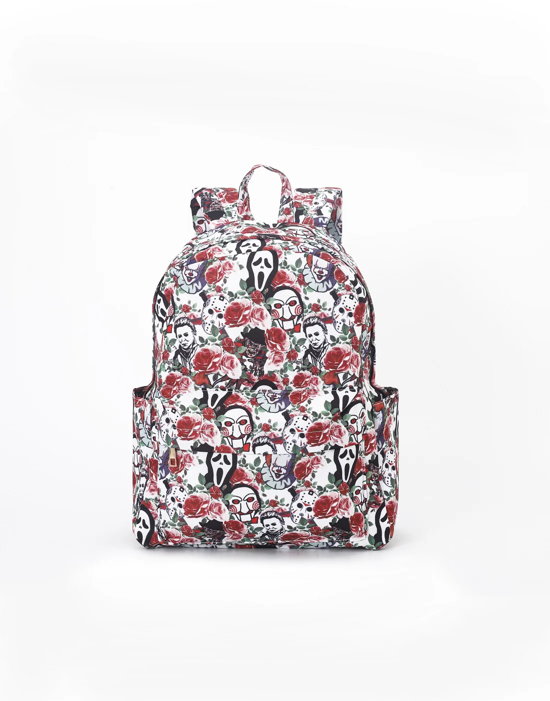 Horror flower print kids backpack school bag