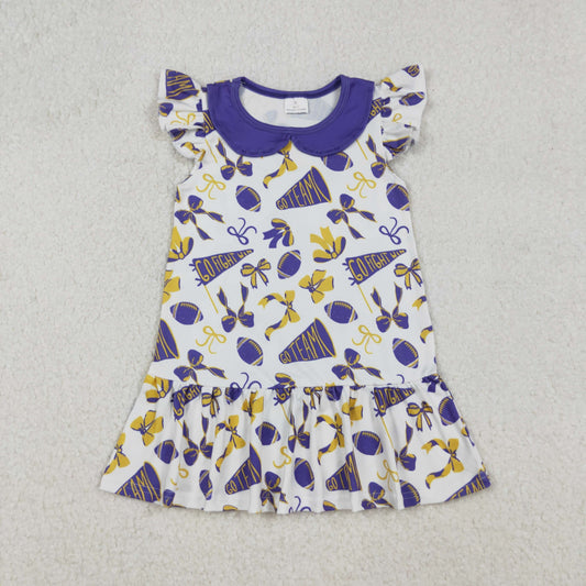 purple flutter sleeve go team football dress