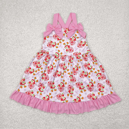 pink ruffle strawberry strap dress