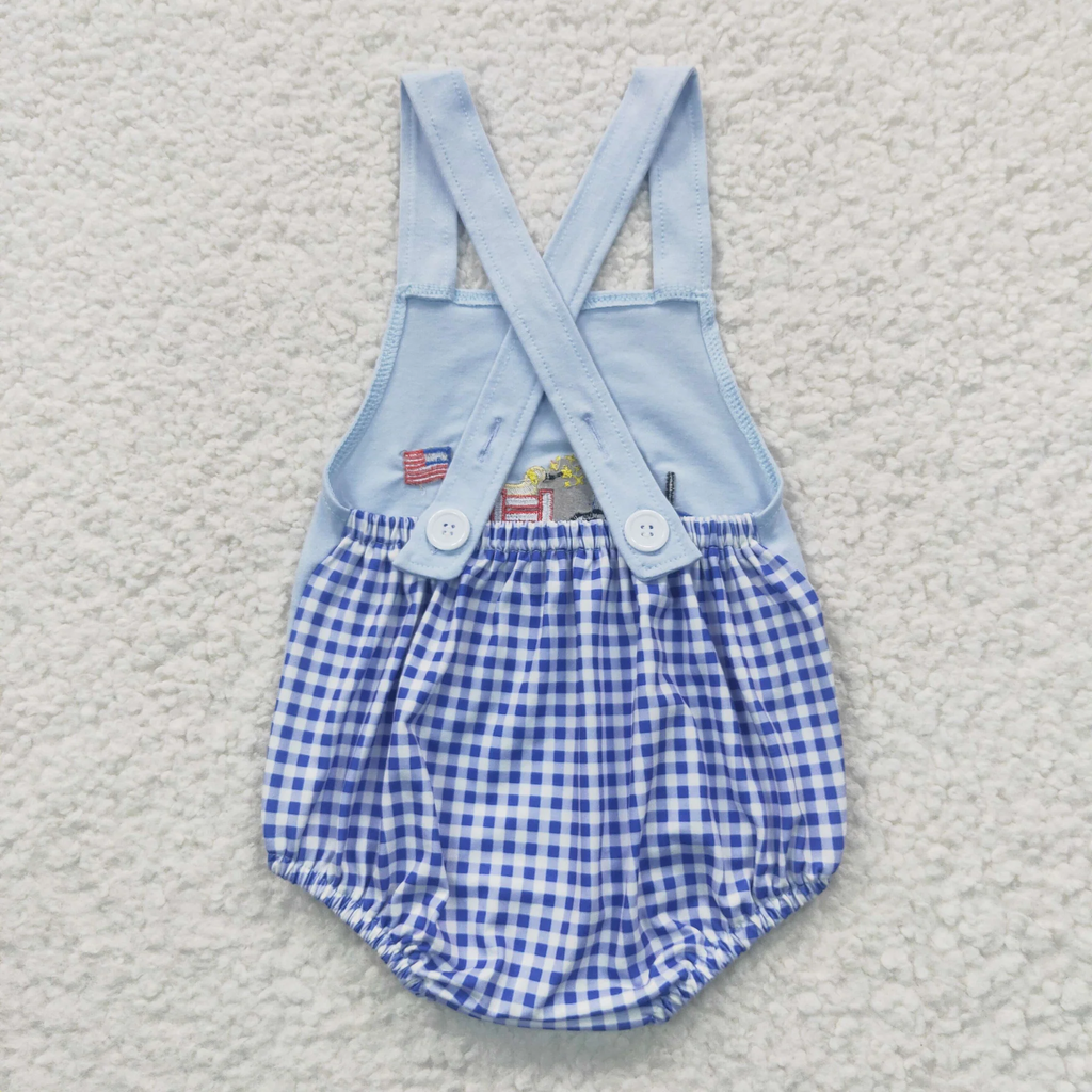 SR0273  USA Warehouse Flag Tractor Embroidery Blue Bubble