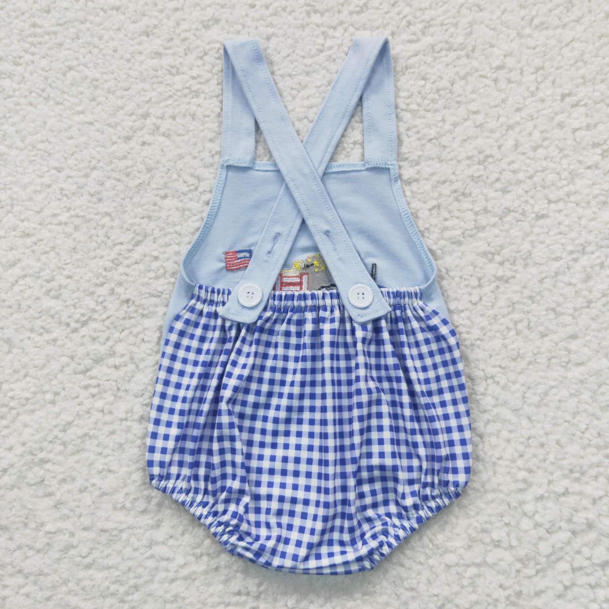 SR0273  USA Warehouse Flag Tractor Embroidery Blue Bubble