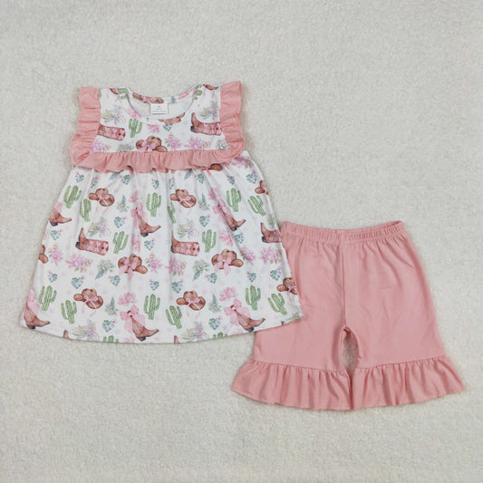cowgirl boots hat shorts clothes set