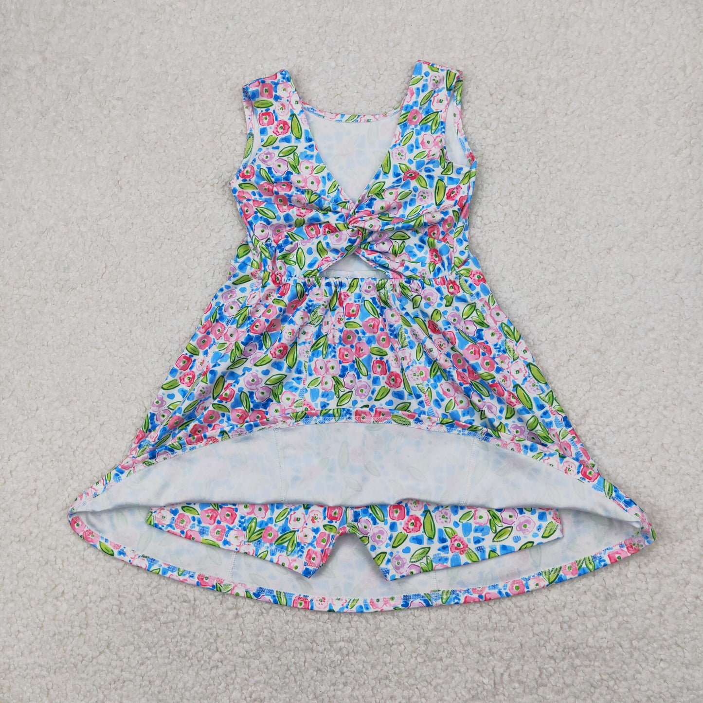 one piece activewear watercolor flower athletic skort dress