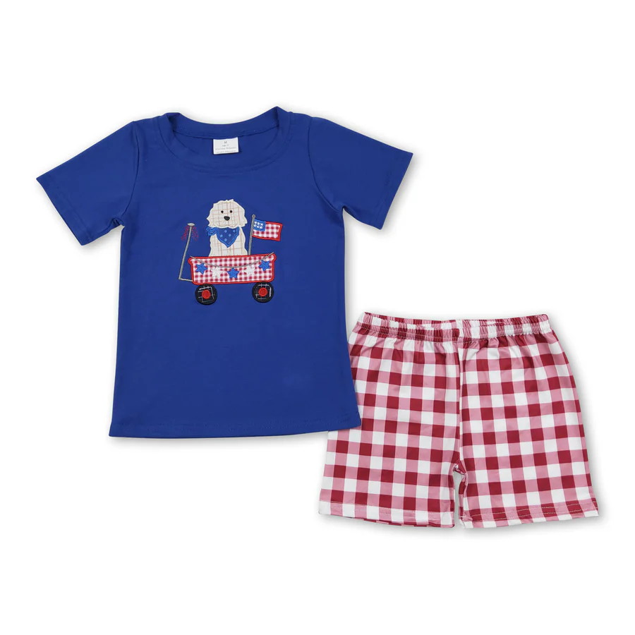 4th Of July Puppy Target Embroidery Sibling Clothing