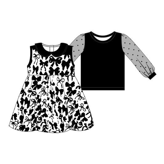 TAT 5-6 weeks MOQ 3 black bows dress+top