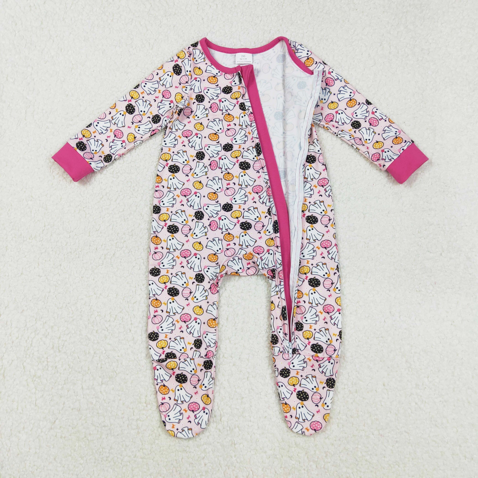 floral pumpkin ghost baby zip footie sleeper