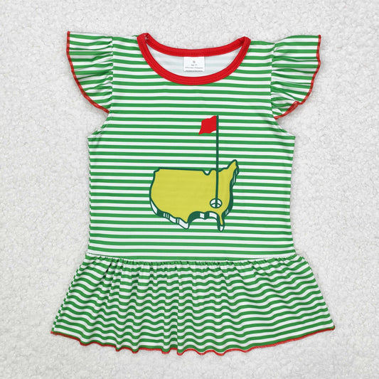 flutter green stripes golf shirt