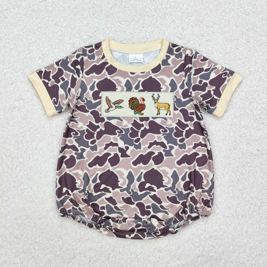 baby boy camo hunting embroidered bubble baby clothes