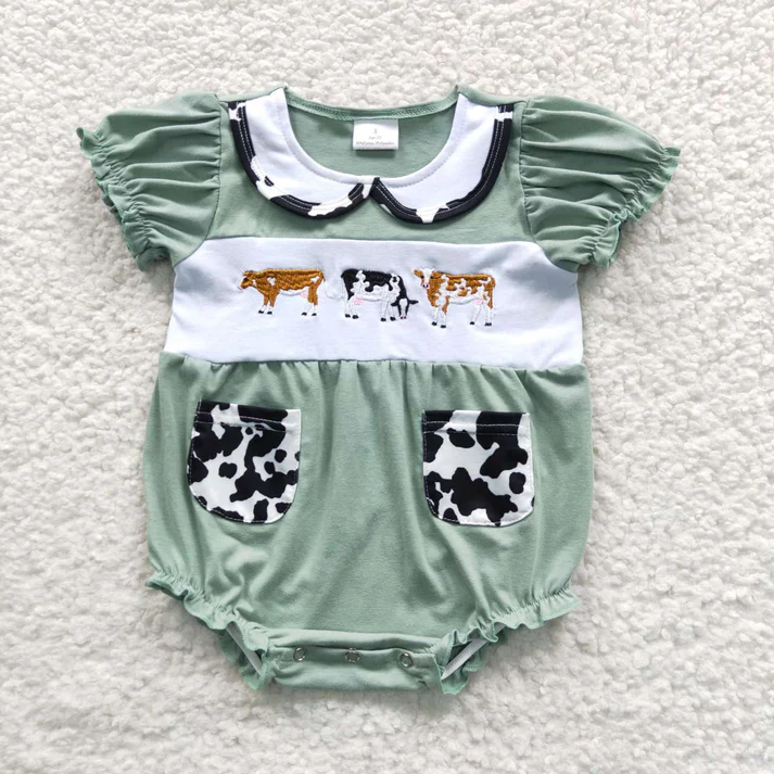 Kids Cow Embroidery Sibling Clothes