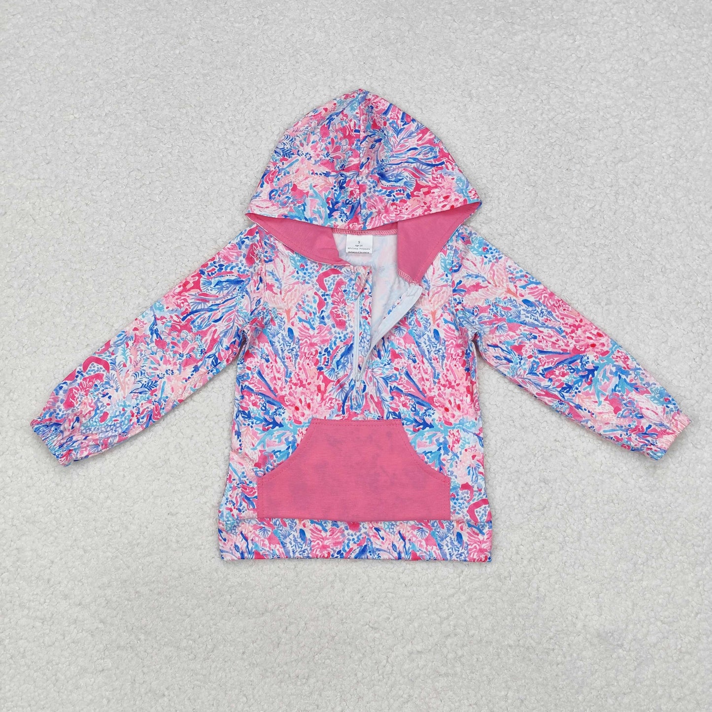 hot pink lily long sleeve pocket hoodies