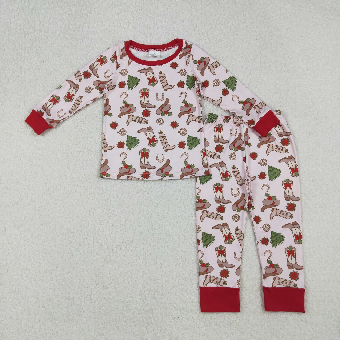 Christmas cowgirl boots howdy baby girl two pieces lounge set