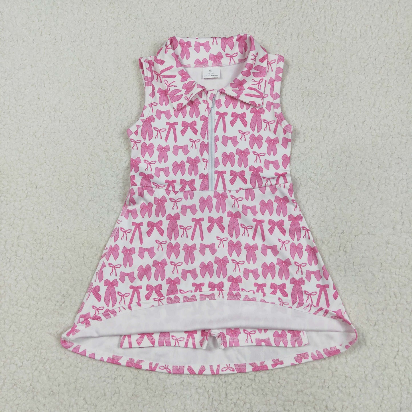 short sleeve pink bow athletic dress