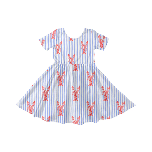 MOQ 8 TAT 6-8 weeks Nautical lobster stripe dress