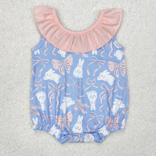 pink bow rabbit print baby girl easter bubbles